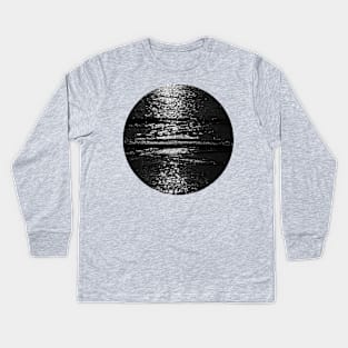 Calm Black and White Ocean Waves Kids Long Sleeve T-Shirt